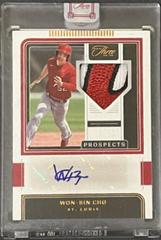 Won Bin Cho [Bases Loaded] #PJA-WC Baseball Cards 2022 Panini Three and Two Prospect Jersey Autographs Prices