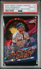 Julio Rodriguez [Red Flare] Baseball Cards 2022 Topps Cosmic Chrome Launched Into Orbit Prices