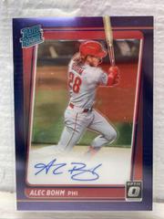 Alec Bohm [Blue Mojo] #RRS-AB Baseball Cards 2021 Panini Donruss Optic Rated Rookie Signatures Prices