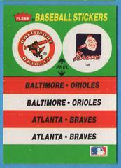 Baltimore Orioles - Atlanta Braves Team Sticker Baseball Cards 1988 Fleer Team Stickers Prices