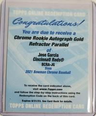 Jose Garcia [Gold Refractor] #BCRA-JG Baseball Cards 2021 Bowman Chrome Rookie Autographs Prices