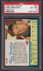 Marv Breeding [Hand Cut] #28 Baseball Cards 1962 Post Cereal Prices
