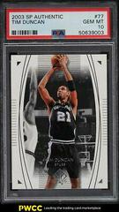 Tim Duncan #77 Basketball Cards 2003 SP Authentic Prices