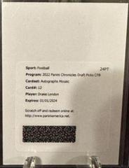 Drake London #A-DLO Football Cards 2022 Panini Mosaic Draft Picks Autographs Prices