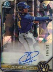 Jackson Chourio [Atomic Refractor] #CPA-JCO Baseball Cards 2022 Bowman Chrome Prospect Autographs Prices