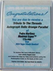 Pedro Martinez [Orange] Baseball Cards 2024 Topps Tribute Threads Autograph Relic Prices