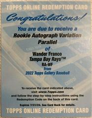 Wander Franco #RA-WF Baseball Cards 2022 Topps Gallery Rookie Autographs Prices