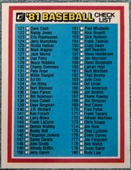 Checklist 121-240 Baseball Cards 1981 Donruss Prices
