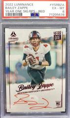 Bailey Zappe [Red] #YSR-BZA Football Cards 2022 Panini Luminance Year One Signatures RPS Prices