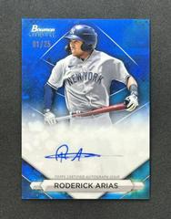 Roderick Arias [Blue] #PA-RA Baseball Cards 2023 Bowman Sterling Prospect Autograph Prices