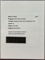 Tank Dell [Teal] #FFMS-21 Football Cards 2023 Panini Certified Freshman Fabric Mirror Signatures Prices