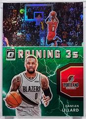 Damian Lillard [Green] #9 Basketball Cards 2021 Panini Donruss Optic Raining 3s Prices