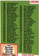 Checklist 265-396 #379 Baseball Cards 1984 O Pee Chee Prices