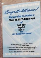 Zach Neto #C22A-ZN Baseball Cards 2022 Bowman Draft Class of Autographs Prices