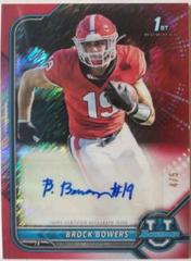 Brock Bowers [Red Shimmer Refractor] Football Cards 2021 Bowman University Chrome Autographs Prices