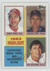 1983 Highlight [Bench, Perry, Yastrzemski] Baseball Cards 1984 Topps Prices