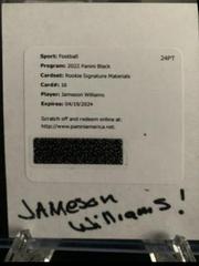 Jameson Williams Football Cards 2022 Panini Black Rookie Signature Materials Prices