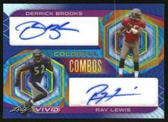 Derrick Brooks, Ray Lewis #CC-16 Football Cards 2023 Leaf Vivid Autographs Colorful Combos Prices