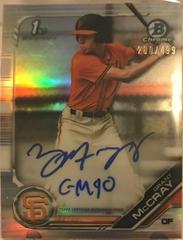 Grant McCray [Refractor] #CDA-GM Baseball Cards 2019 Bowman Draft Chrome Picks Autograph Prices