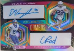 Deuce Vaughn, Chris Rodriguez Jr. [Prismatic Black] #CC-17 Football Cards 2023 Leaf Vivid Autographs Colorful Combos Prices
