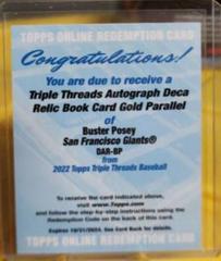 Buster Posey [Gold] #DAR-BP Baseball Cards 2022 Topps Triple Threads Deca Autograph Relic Prices