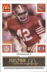 Ronnie Lott [Black] #42 Football Cards 1986 McDonald's 49ers Prices