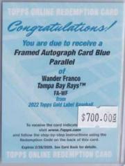 Wander Franco [Blue] #FA-WF Baseball Cards 2022 Topps Gold Label Framed Autographs Prices