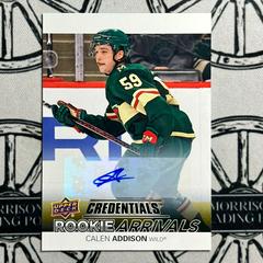 Calen Addison [Autograph] Hockey Cards 2021 Upper Deck Credentials Rookie Arrivals Prices