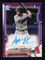 Adrian Del Castillo [Purple Refractor] Baseball Cards 2021 Bowman Draft Pick Chrome Autographs Prices
