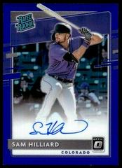 Sam Hilliard [Blue] Baseball Cards 2020 Panini Donruss Optic Rated Rookies Signatures Prices
