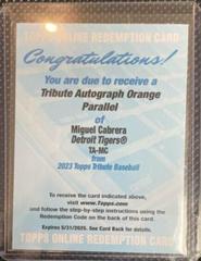 Miguel Cabrera [Orange] #TA-MC Baseball Cards 2023 Topps Tribute Autographs Prices