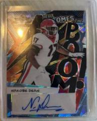 Nakobe Dean [Crystal Platinum Blue] #HB-ND1 Football Cards 2022 Leaf Valiant Autographs Here Comes the Boom Prices