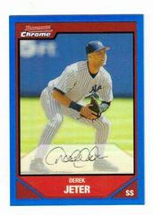 Derek Jeter [Blue Refractor] #90 Baseball Cards 2007 Bowman Chrome Prices