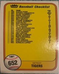 Checklist 459-506 [483 Aurelio Lopez] #652 Baseball Cards 1981 Fleer Prices