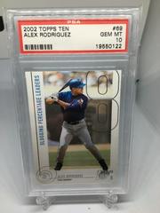 Alex Rodriguez #69 Baseball Cards 2002 Topps Ten Prices
