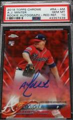 A.J. Minter [Red Refractor] #RA-AM Baseball Cards 2018 Topps Chrome Rookie Autograph Prices