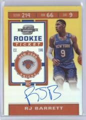 RJ Barrett [Autograph Gold] Basketball Cards 2019 Panini Contenders Optic Prices