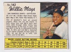 Willie Mays [Hand Cut] #142 Baseball Cards 1962 Jell O Prices
