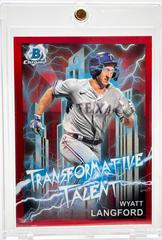 Wyatt Langford [Red] Baseball Cards 2023 Bowman Draft Transformative Talent Prices