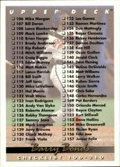 Barry Bonds [Checklist 106 210] #210 Baseball Cards 1993 Upper Deck Prices