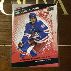 Braden Schneider [Red] #RC-12 Hockey Cards 2022 Upper Deck Rookie Class Prices