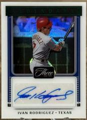 Ivan Rodriguez [Emerald] Baseball Cards 2022 Panini Three and Two Legendary Signatures Prices
