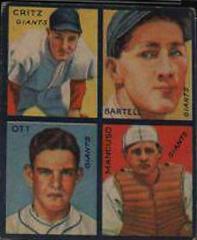 Bartell, Critz [Mancuso, Ott] Baseball Cards 1935 Goudey 4 in 1 Prices