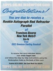 Francisco Alvarez [Red] Baseball Cards 2023 Bowman Sterling Rookie Autographs Prices