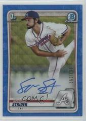 Spencer Strider [Blue Wave Refractor] #CDA-SS Baseball Cards 2020 Bowman Draft Picks Chrome Autographs Prices