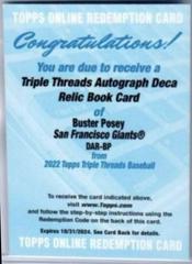 Buster Posey Baseball Cards 2022 Topps Triple Threads Deca Autograph Relic Prices