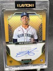 Julio Rodriguez [Gold] #RA-JR Baseball Cards 2022 Topps Triple Threads Rookie Autographs Prices