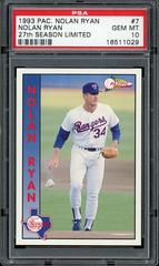 Nolan Ryan Baseball Cards 1993 Pacific Nolan Ryan 27th Season Limited Prices