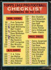 Checklist #176 Football Cards 1962 Topps Prices