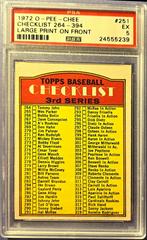 Checklist 264-394 [Large Print on Front] #251 Baseball Cards 1972 O Pee Chee Prices